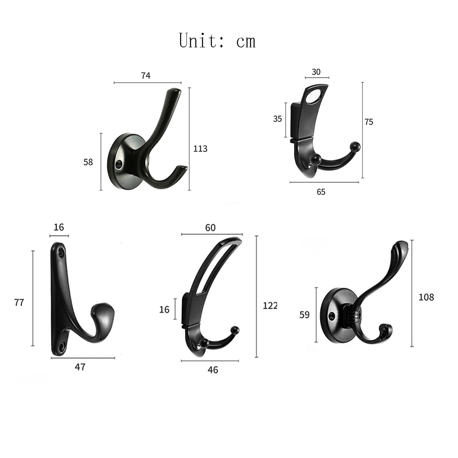 Kleiderhaken 8 Packung Wandmontierte Metallmantelhaken montierte Haken mit Schrauben Utility Haken for Mantel, Schal, Tasche, Handtuch, Schlüssel, Kappe, Tasse, Hut (schwarz) Wandhaken Wandgarderobe (