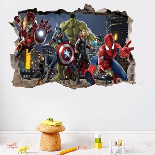 Superheroes Wall Decals Hulk Bedroom Accessories Wall Stickers Cartoon
