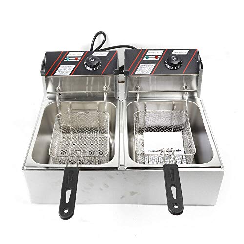 Friteuse Elektro Fritöse Doppel Gastro Fritteuse Edelstahl Fritoese mit Frittierkorb, 12 Liter, 5000 Watt – Bild 3