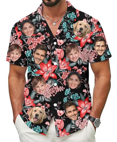 Custom Hawaiian Shirt with Face Picture Photo for Men Women Adult Youth Kid, Personalized Hawaiian Shirt with Face On Shirts, Customized Hawaiian Shirts with Photos, Gift for Fathers Day Style 21
