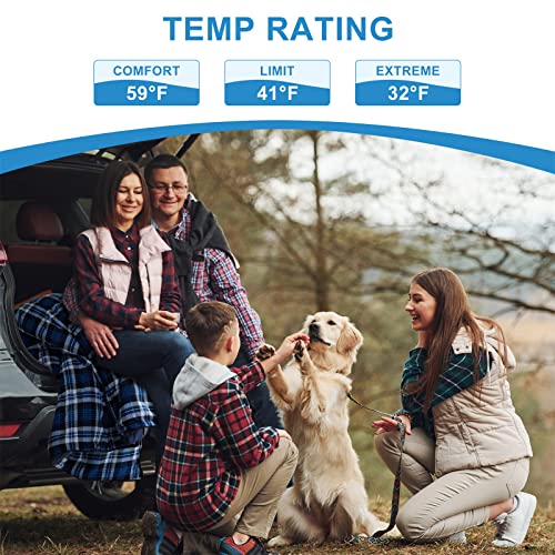 AGEMORE Cotton Flannel Double Sleeping Bag for Camping, Backpacking Or Hiking. Queen Size 2 Person Waterproof Sleeping Bag for Adults Or Teens. Lightweight with Compression Sack (Blue/Blue) by AGEMORE - Used condition - Image 2