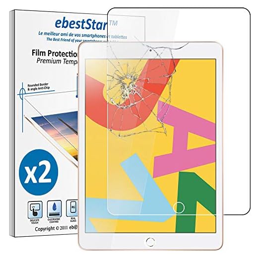 ebestStar - kompatibel med iPad 10.2 skärmskydd (2019) premium härdat glas [x2-pack] okrossbart, 9H 3D bubbelfri [iPad: 250,6 x 174,1 x 7,5 mm, 10,2 tum]
