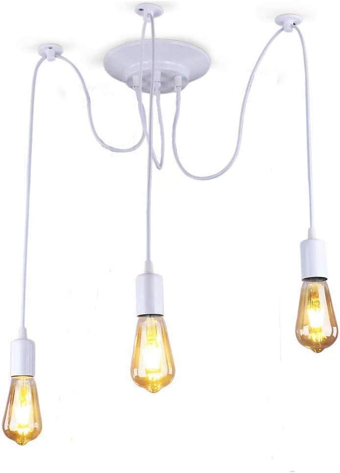 Modern Classic Retro Edison Bulb E26 Chandelier Industrial Retro White Adjustable DIY Art Spider Ceiling Light (3)