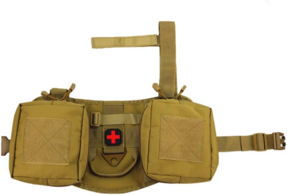 Tactical Dog Harness,Tactical Dog Vest,Adjustable Dog Training Vest, K9 Service Dog Vest Working Dog Vest with Handle for Small Large Dogs with Accessory Package,Brown,L
