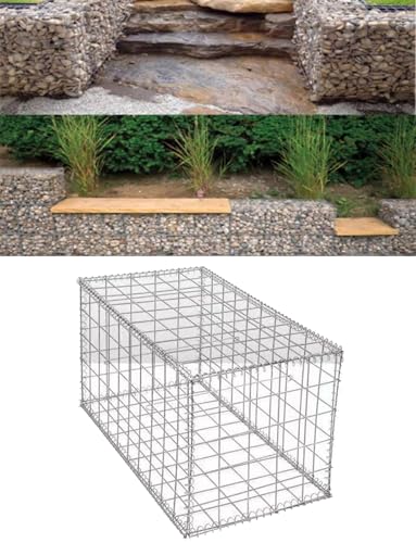 Gabion,Galvanized Steel Fence Panel Outdoor Privacy Fence Screen Gabion Basket for Retaining Wall Block Gabion Cages Outdoor Decorative Fences Fencing(50x50x100cm)