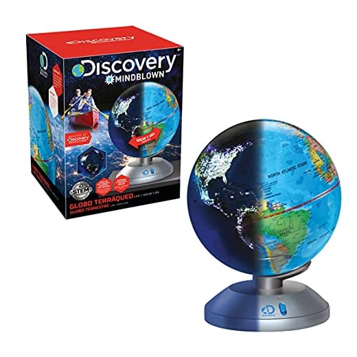 Discovery 2 en 1 Educativos, Luz, Juguetes, Bola del Mundo Niños, Globos Terráqueos, Mapa Mundi Infantil, Color Azul (6000188)