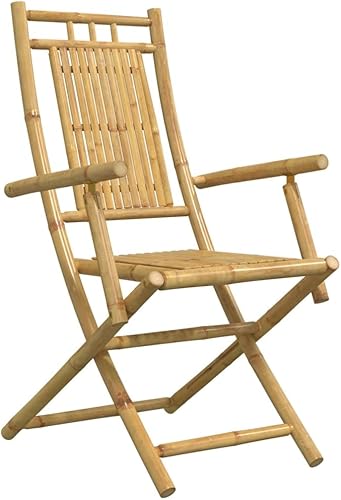 Miniatura 7 de Juego de bistró plegable de bambú compacto, muebles de patio al aire libre, mesa redonda y 2 sillas, estilo rústico para balcón, jardín, terraza,