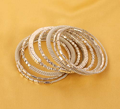 Image of Touchstone Indian Colorful Bead Bracelet Bollywood Beaten Metal Beads Openable Broad Cuff Bracelet in Gold or White Tone for Women.
