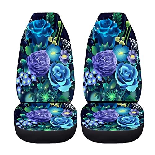 chaqlin Set di 2 coprisedili per auto, motivo floreale, con motivo floreale, accessori universali per interni auto, per donne e ragazze