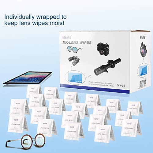 image for MEKE Meike Lens Wipes with 240 PCS Pre-Moistened and Individually Wrap