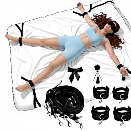 Sex Furniture Sex Hand Cuff Bracelets Fuzzy Handcuffs Hand Cuff Set for Adults Grownups Bedroom Bondaged Tie Downs Kit Sex Tie Up Set Women Bed Restraints Belts for Wrists and Ankles Yoga Sweater U15