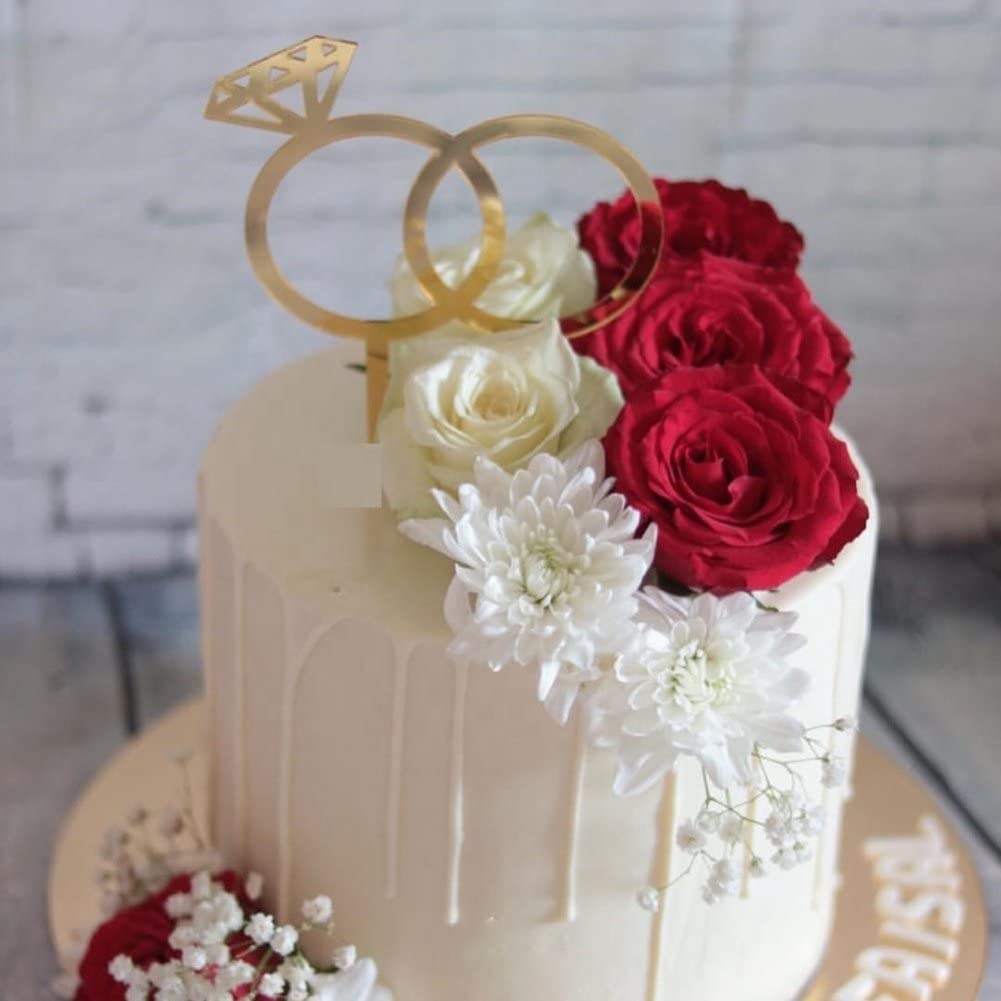 GVSS Hochzeitstorten-Topper Aus Metall – Gold, 23,5x10 Cm, Mit Strass, Braut & Bräutigam Silhouette, Für Torte & Deko