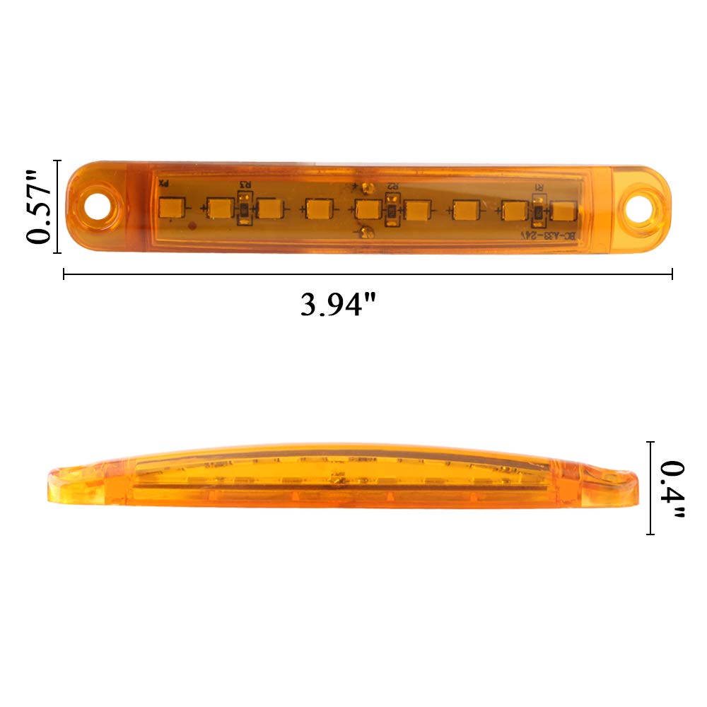 10pcs Ambra Luce di Posizione Laterale 9LED Luci di Avvertimento del Rimorchio Laterale Luci di Posizione del Camion 3.9" Luci di Ingombro Spia per Rimorchio del Veicolo 12-24V
