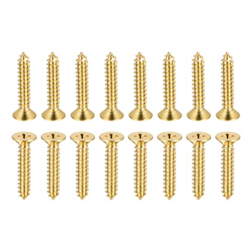 DTGN M5x25mm(DxL) Brass Phillips Wood Screws, 48Pack, Good for Wood Crafts Furniture, Countersunk Head Self-Tapping Screw