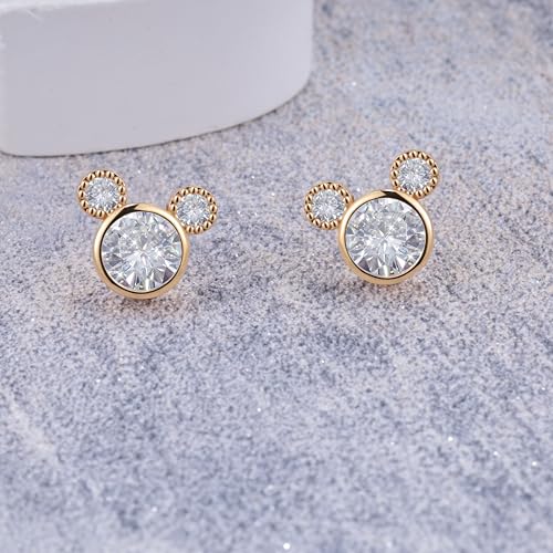 Mouse Earrings 18K Gold Plated Sterling Silver Lovely Animal Mouse Stud Earrings for Women Hypoallergenic Cubic Zirconia Cute Earring for Sister4
