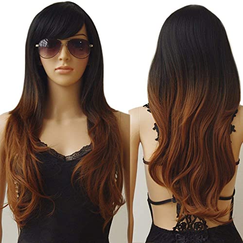 Image of highlight long curly wig with bangs