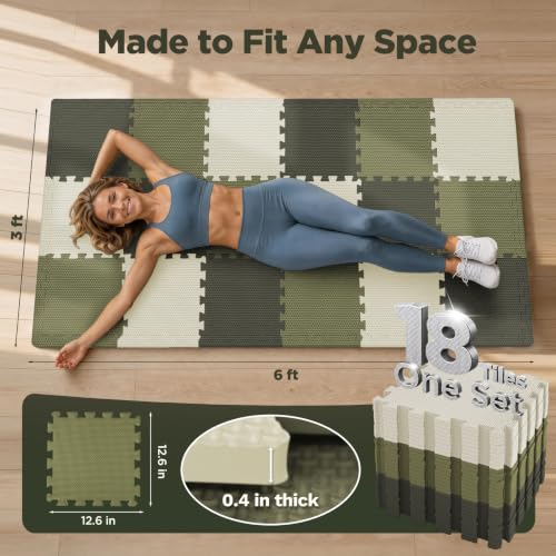 Image of AIRHOP 54 PCS Gym Floor Mat, EVA Foam Puzzle Gym Mat, High-Density Interlocking Foam Floor Tiles for Home Gym, Play Workout Garage Kitchen Flooring 12.6 inchx12.6 inchx0.4 inch