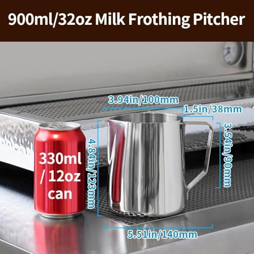 Image of watchget 32oz Milk Frothing Pitcher Stainless Steel Espresso Steaming Jug