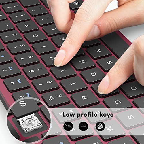 Wireless-Keyboard-24G-Computer-Keyboard-Wireless-Full-Size-with-Number-Pad-and-Shortcut-Keys-Silent-Quiet-External-USB-Cordless-Keyboard-for-Laptop-Windows-1087-PC-Chromebook-Wine-Red