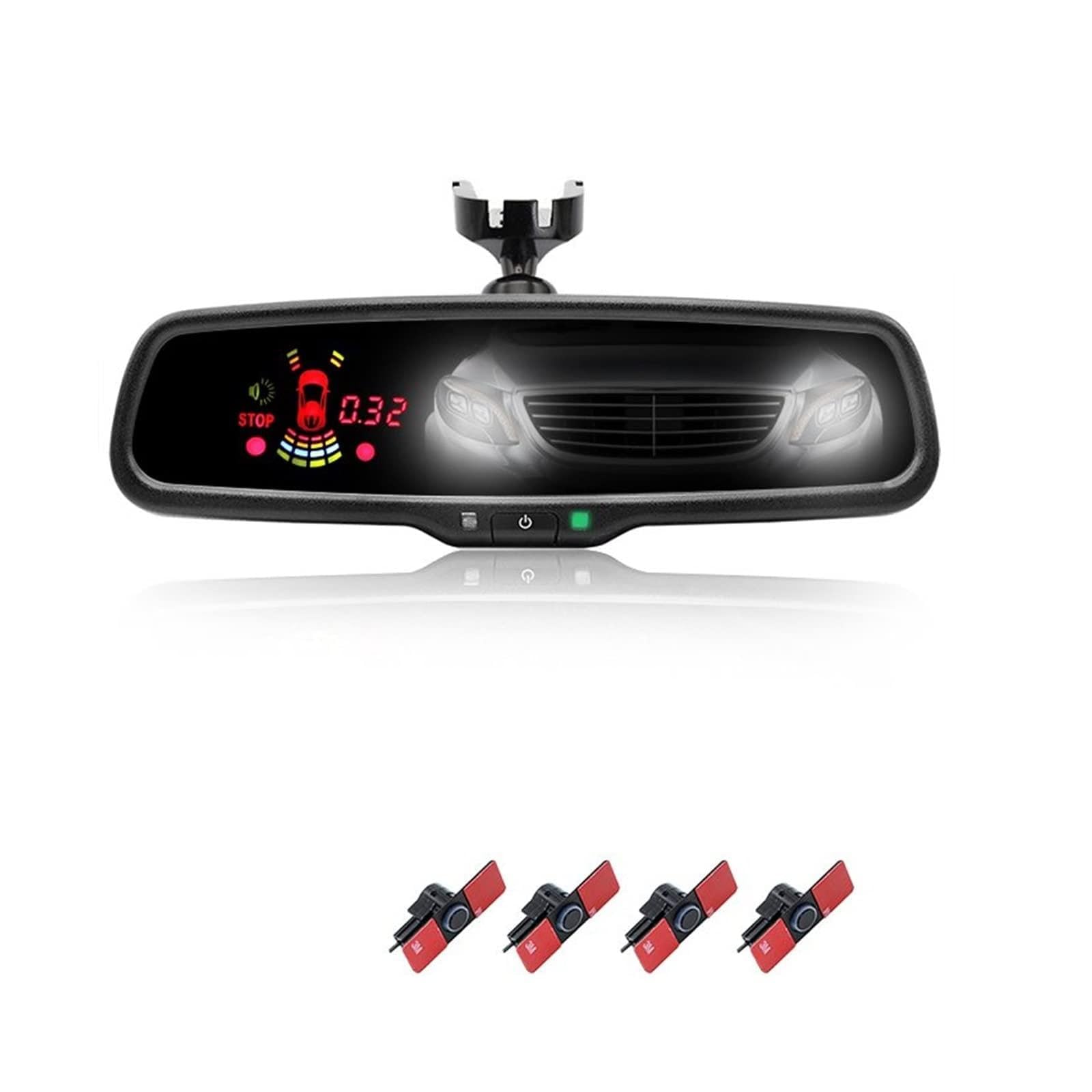 Radar De Recul Voiture Moniteur Miroir Automatique Voiture avec Capteur Stationnement 4/6/8 Pièces Système Détecteur Radar Affichage Anti-éblouissement Radar Recul Capteur(Anti Glare 6)