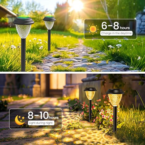 SOLPEX 8-Pack Waterproof Solar Lights for Yard, Garden, Pathway, and Patio Decor