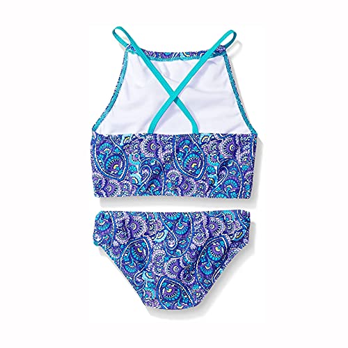 6-12T Girls 2 Pieces Bikini Bathing Suit with Rash Guard Pants Swimwear Cover-Up Sets Girls Tankinis4