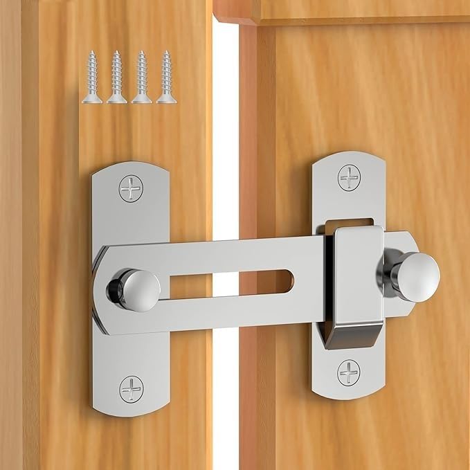 siddhmurti Barn Door Lock,180 Degree Sliding Barn Door Latch, 304 Stainless Steel Gate Latch Hardware, Anti-Theft Lock, Barn Door Latches for Barn, Garden, Bathroom, Outdoor, Garage, Window, Door-image-5