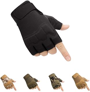 HYCOPROT Fingerless Tactical Gloves: Knuckle Protection, Anti-Slip Breathable Lightweight for Hunting, Shooting, Motorcycling, Climbing