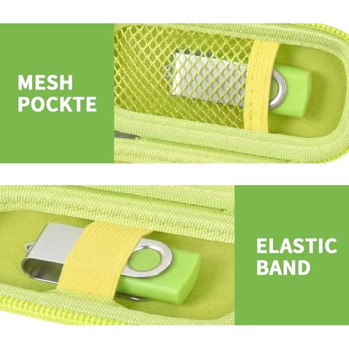Image of USB Flash Drive Case, SD Card /Thumb Drive /Memory Cards Holder, Bag Only | SDXC /SDHC Storage, Electronic Accessories Organizer for SanDisk / for Samsung, for Students /IT /Office /School /Travel, Green