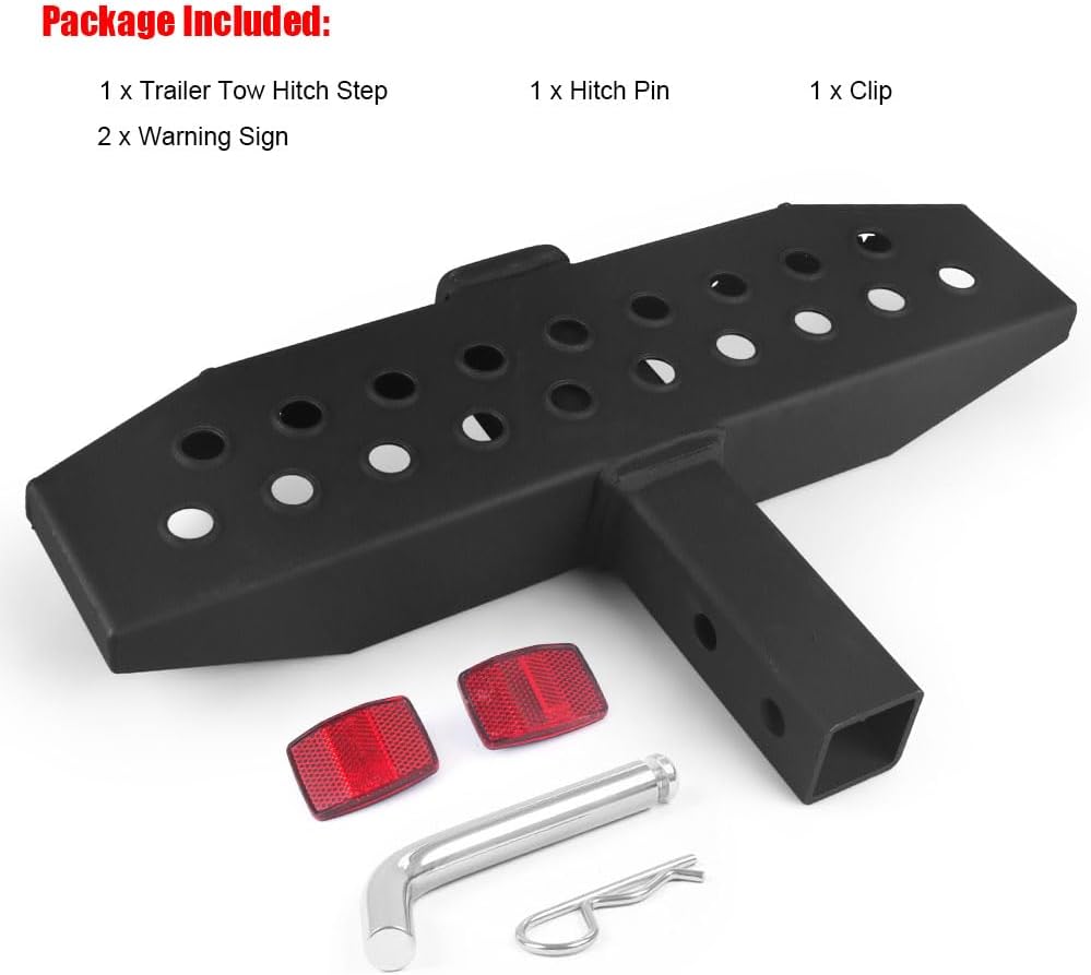1000LBS Hitch Step with 2 inch Hitch Receiver＆Safety Reflectors for RV SUV Truck Flatbed Camper