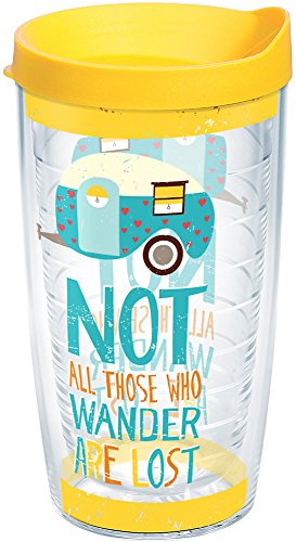 Tervis Not All Those Who Wander Are Lost Tumbler with Wrap and Yellow Lid 16oz, Clear Tervis Not All Those Who Wander Are Lost Tumbler with Wrap and Yellow Lid 16oz, Clear