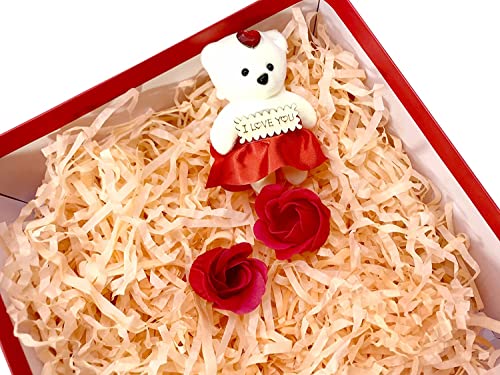 Image of Eco Sarras Confitti Shredded Paper Crinkle Grass Strips for Gift Tray Hamper Packaging, Box Filler, Basket Filler, Christmas Festival Decoration Paper (100 GM, Peach)