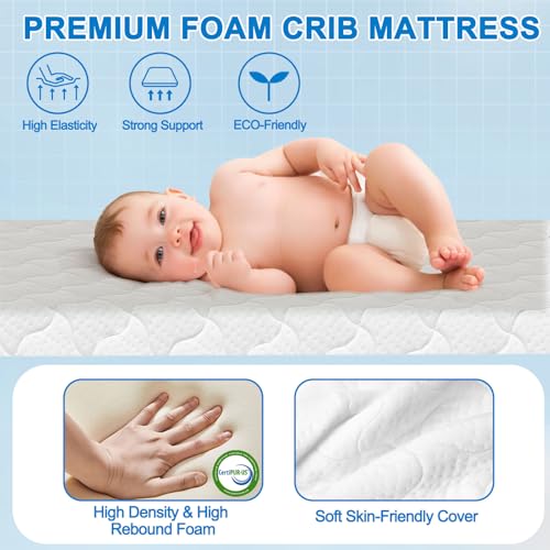 Image of Breathable Pack and Play Mattress Pad (38 inchx26 inchx1.5 inch), Waterproof Pack n Play Mattress Pad with Anti-Slip Bottom, Portable Playard Mattress with Carry Bag, 1.5 inch Thick