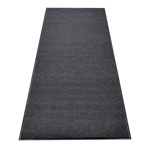 Image of Durable Rubber Door Mat - Heavy Duty, Indoor /Outdoor, Easy Clean, Waterproof, Low-Profile Mat for Entry, Patio, Garage - Stylish (Charcoal, 6' x 2' (Mud Trapper))