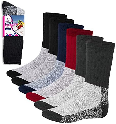 Merino Wool Thermal Socks Men and Women - Warm Hiking Socks Hunting Skiing Outdoor - Winter Sports Crew Socks 6 Pairs 2 Merino Wool Thermal Socks Men and Women - Warm Hiking Socks Hunting Skiing Outdoor - Winter Sports Crew Socks 6 Pairs