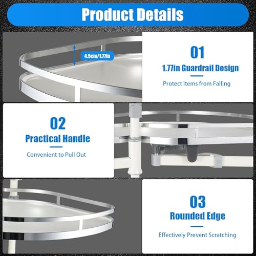 WJYTDHIQS 2-Tier Slide out kitchen Organizers Swing Tray, Cabinet Blind Corner Pullout Organizer, Blind Corner Pullout Storage Organizer for 860MM Cabinet, Each Tray Swings Independently (Right Open) - Image 2