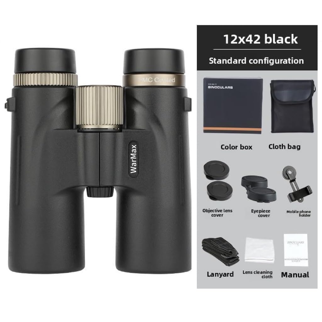 Prismáticos WarMax, HD12x42 para adultos de alta magnificación, ideales para observación de aves, viajes, observación de estrellas, caza, vista más amplia, conciertos, enfoque inteligente (Verde