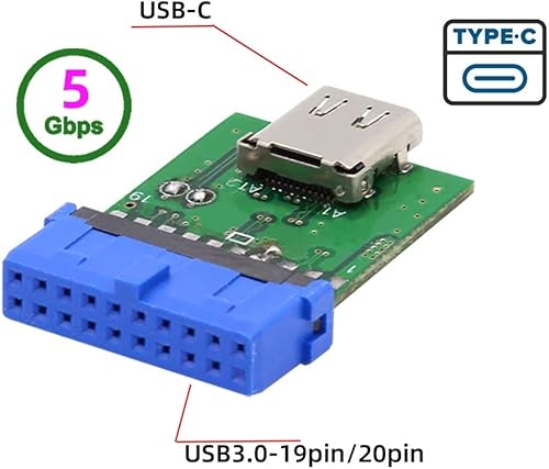 Miniatura 2 de CY Adaptador de un solo puerto USB 3.1 tipo C USB-C hembra a USB 3.0 placa base 19pin 20pin adaptador de cabecera PCBA 5Gbps