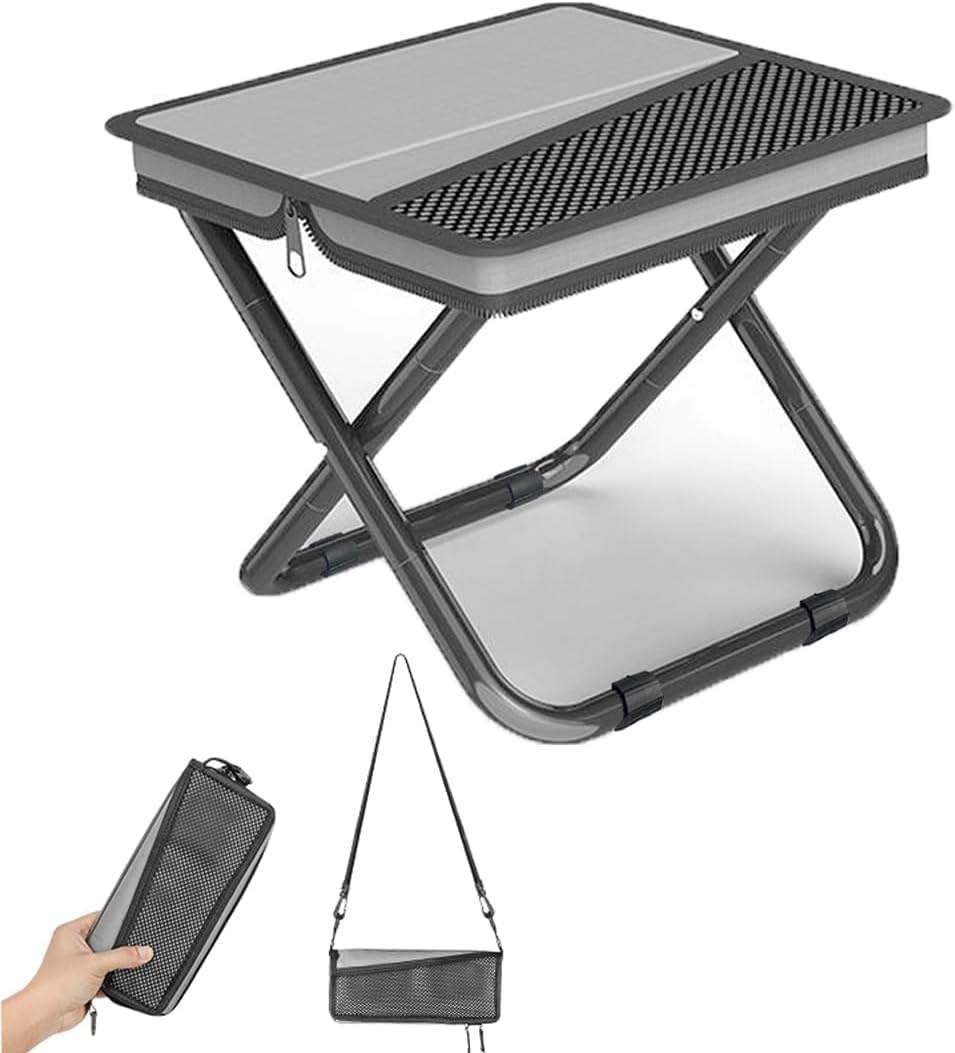 MOXIO Portable Folding Stool with Carry Bag, Compact Outdoor Seat | Ultra-Slim Fold Design, Includes Shoulder Bag, Camping & Hiking Use, Mesh Top Surface, Lightweight & Sturdy-image-43