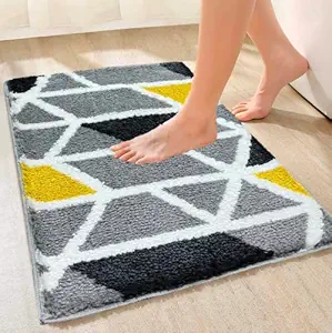 Roseate Mosaic Super Soft (40x60 cm) Microfibre 2000 GSM Bath Mat Super Absorbent Anti-Skid Door Mats for Home/Bathroom Mat/Bedroom/Kitchen/Floor Mat (Grey) Pack of 1