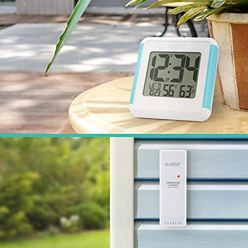 La Crosse Technology 515-1912-Int Splash-Proof Shower Cube Atomic Clock With Temperature & Humidity, 4.92" L X 1.36" W X 5.12" H, White #TOP4