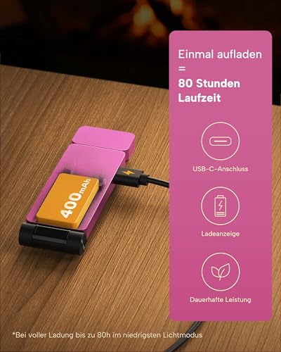 86lux Leselampe Buch Klemme，Wiederaufladbare Buchlampe zum Lesen im Bett – Ansicht 5