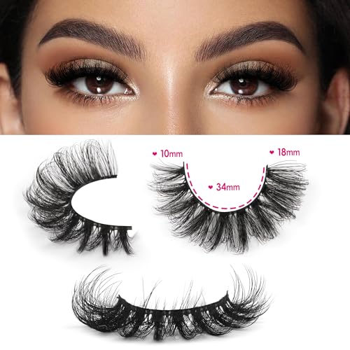 Jimire Mink Lashes Fluffy Cat Eye Lashes Wispy 6D Volume False Eyelashes That Look Like Extensions Thick Soft Curly Fake Lashes 7 Pairs Pack thumb #1