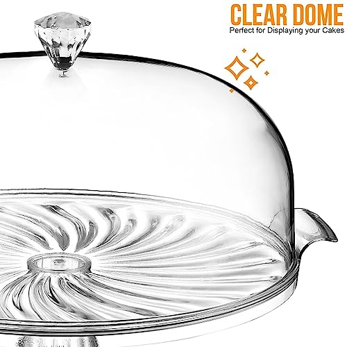 Aspect Cake Stand with Dome Lid, Eye Catching Crystal Design, Fixed Base, Clear Glass Display Stand for Cakes, Cupcakes & Desserts, Elegant Serving Stand for Kitchen & Parties (With Stand) - Cosy Home Interiors Aspect Cake Stand with Dome Lid, Eye Catching Crystal Design, Fixed Base, Clear Glass Display Stand for Cakes, Cupcakes & Desserts, Elegant Serving Stand for Kitchen & Parties (With Stand) - Image 3