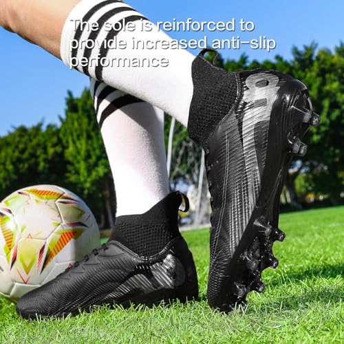 Image of Soccer Cleats for Mens Womens High Tops Lace Up Unisex Football Shoes Indoor Turf Soccer Shoes AG FG TF for Beginners to Advanced Players