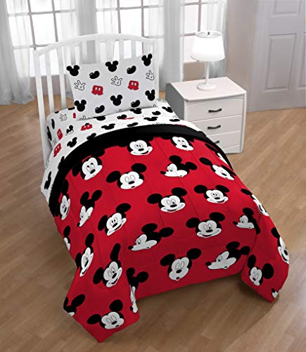 Image of Jay Franco Kids Sheet Set with Fitted, Flat Sheets & Pillow Cover - Ultra-Soft Bedding with Pillowcase for Room Decor, White - Mickey Mouse, 3 Piece Twin