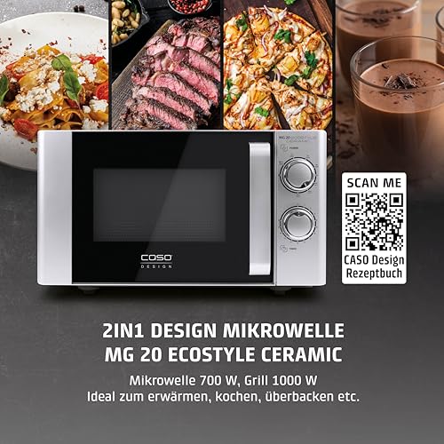 CASO MG 20 Ecostyle Ceramic - Design Mikrowelle mit Grill, Testsieger Haus & Garten Test, größere Nutzfläche dank CASOTEK Boden, 20 Liter, Garen auf zwei Ebenen – Bild 5