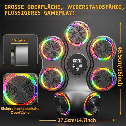 Musik-Boxmaschine, Fitnessgerät mit Boxhandschuhen, intelligenter Bluetooth-Boxtrainer, Box-Wandhalterung für Erwachsene und Kinder, elektronisches Boxziel, Fitness für Zuhause, Büro, Fitnessstudio