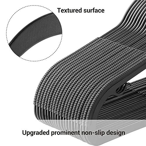 Image of Ginoya brothers Plastic Clothes Hangers, Upgraded Rubber Stripe Non-Slip Coat Hangers, Dry Wet Trousers Pants Hangers, Space Saving Hanger. (Simple-Black, 10)