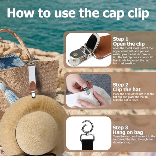 Nearockle 2-5Pcs Hat Clips for Travel Handbag Backpack Luggage,Elastic Clip Hat Companion for Women,Outdoor Travel Accessory3